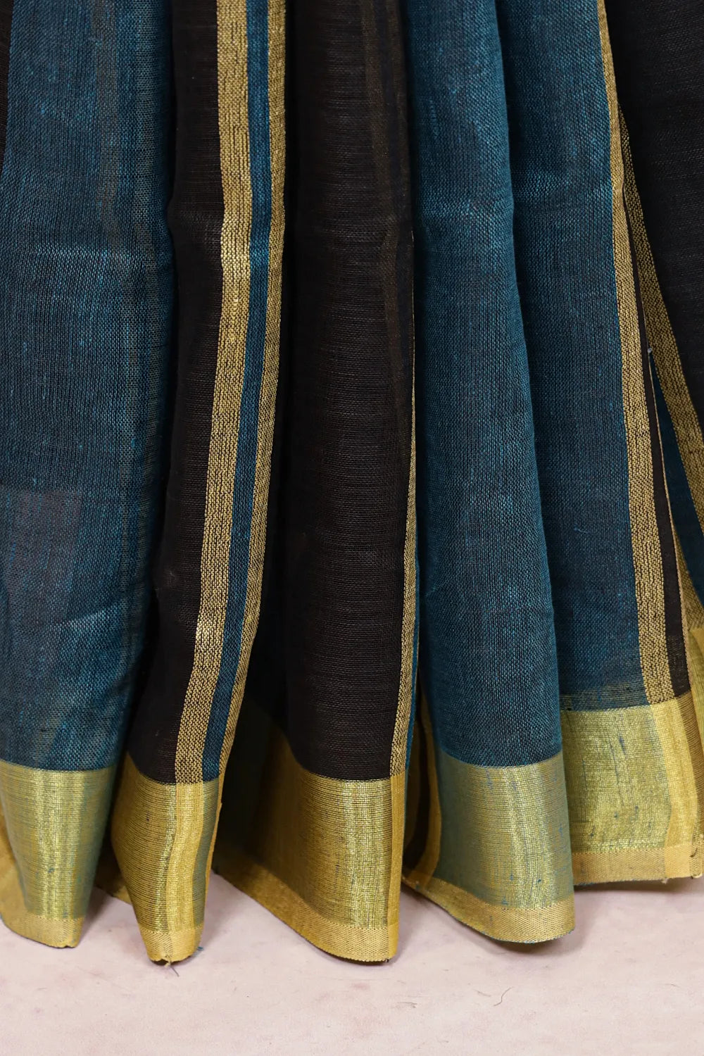 Black And Blue Linen Saree