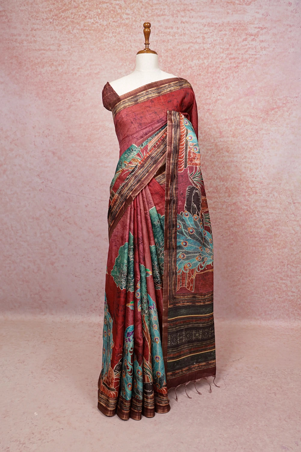 Brown Semi Tussar Saree