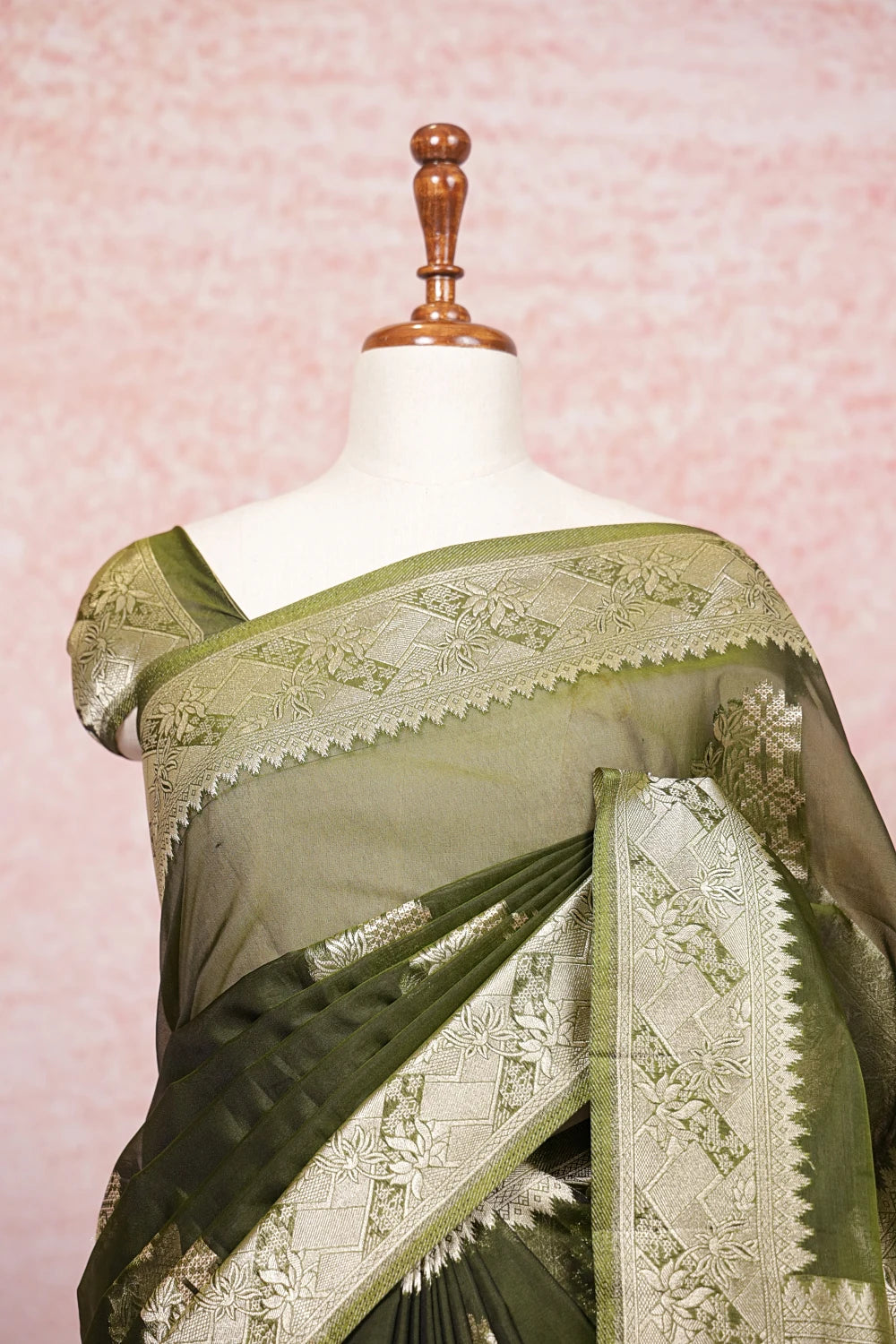 Green Cotton Silk Saree