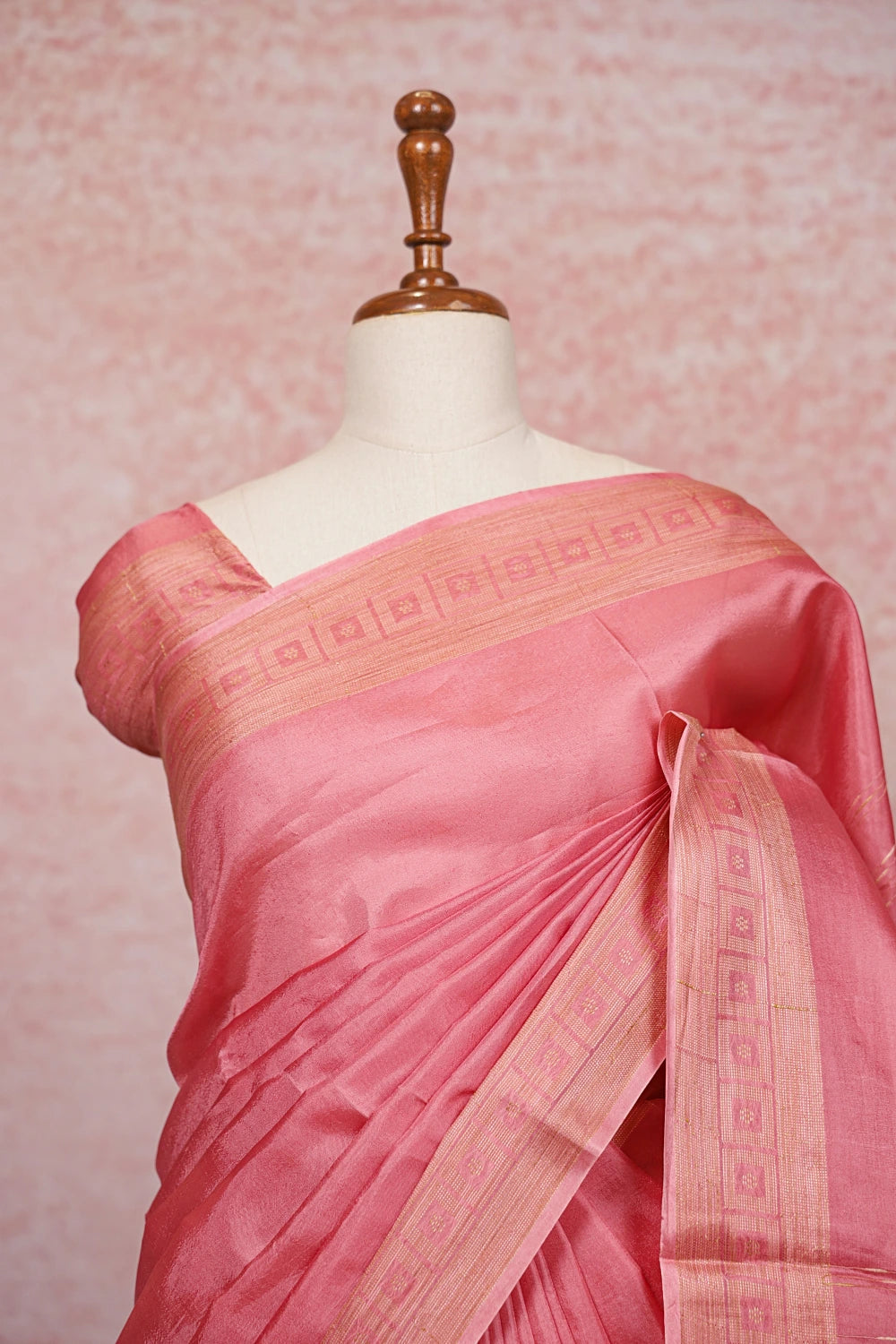 Peach Tussar Silk Saree