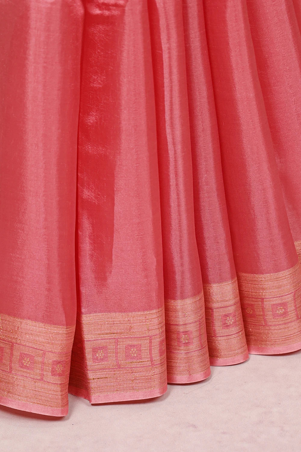 Peach Tussar Silk Saree