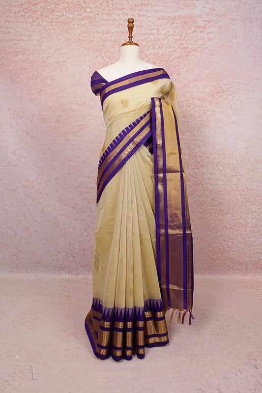 Light Chikku Cotton Silk Saree