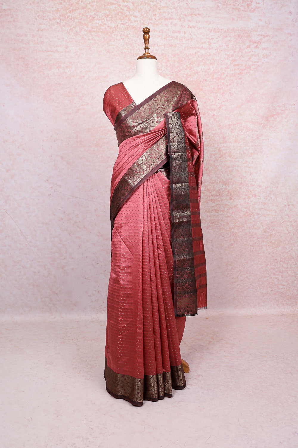 Onion Color Semi Silk Saree