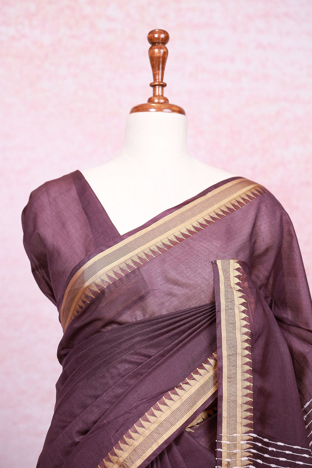 Wine Semi Tussar Saree