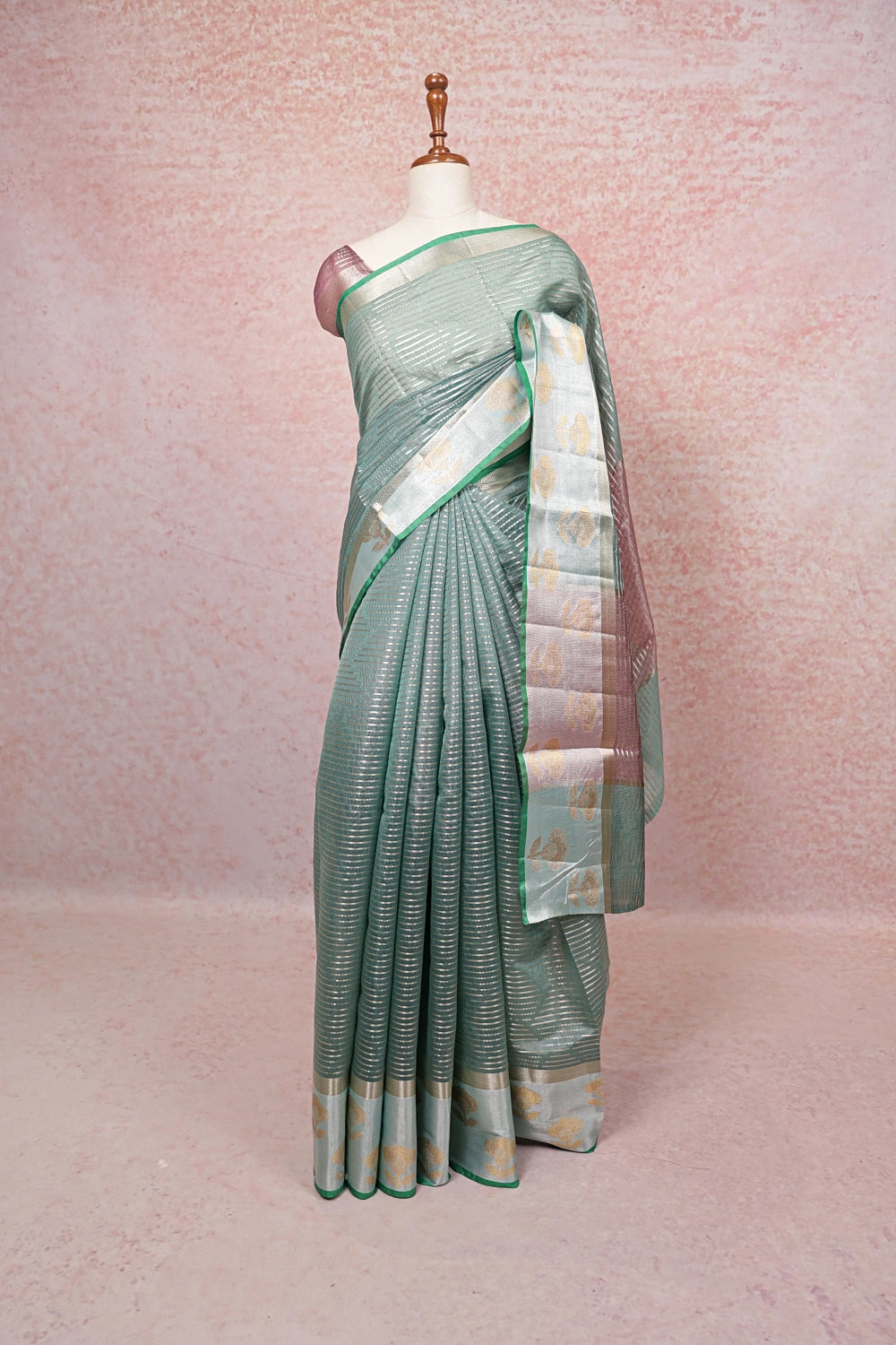 Sea Green Semi Tussar Saree