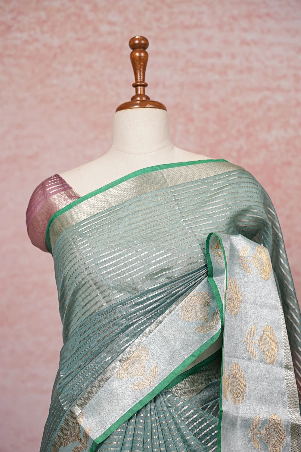 Sea Green Semi Tussar Saree