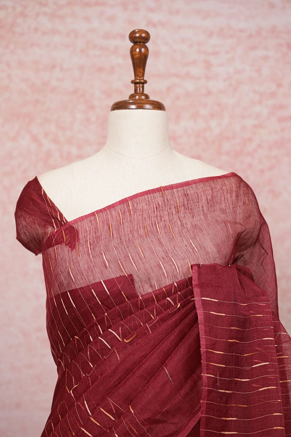 Maroon Semi Tussar Saree
