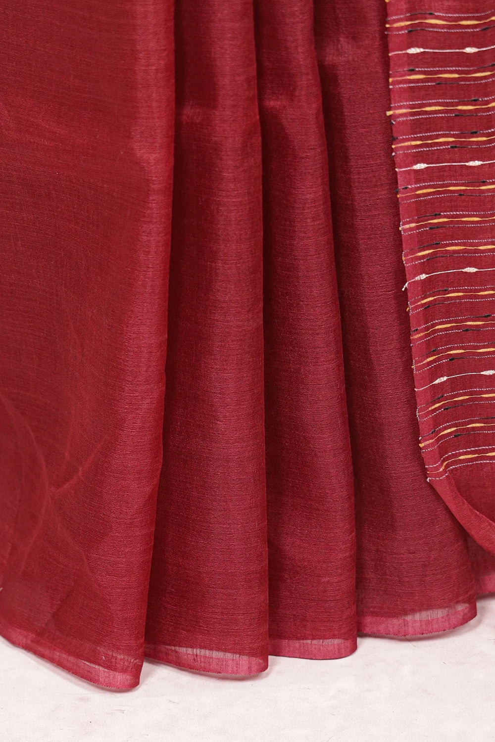 Maroon Semi Tussar Saree