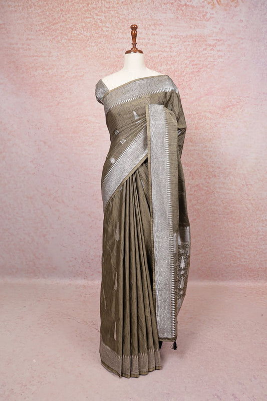 Cement Grey Semi Tussar Saree