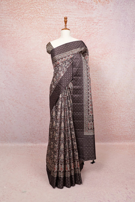Brown Semi Tussar Saree