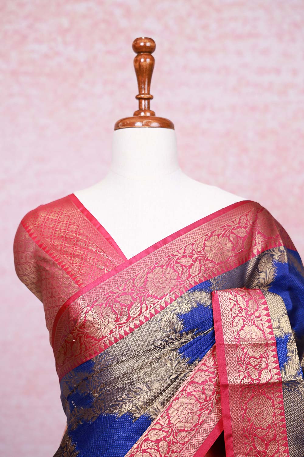 Blue Semi Banarasi Saree