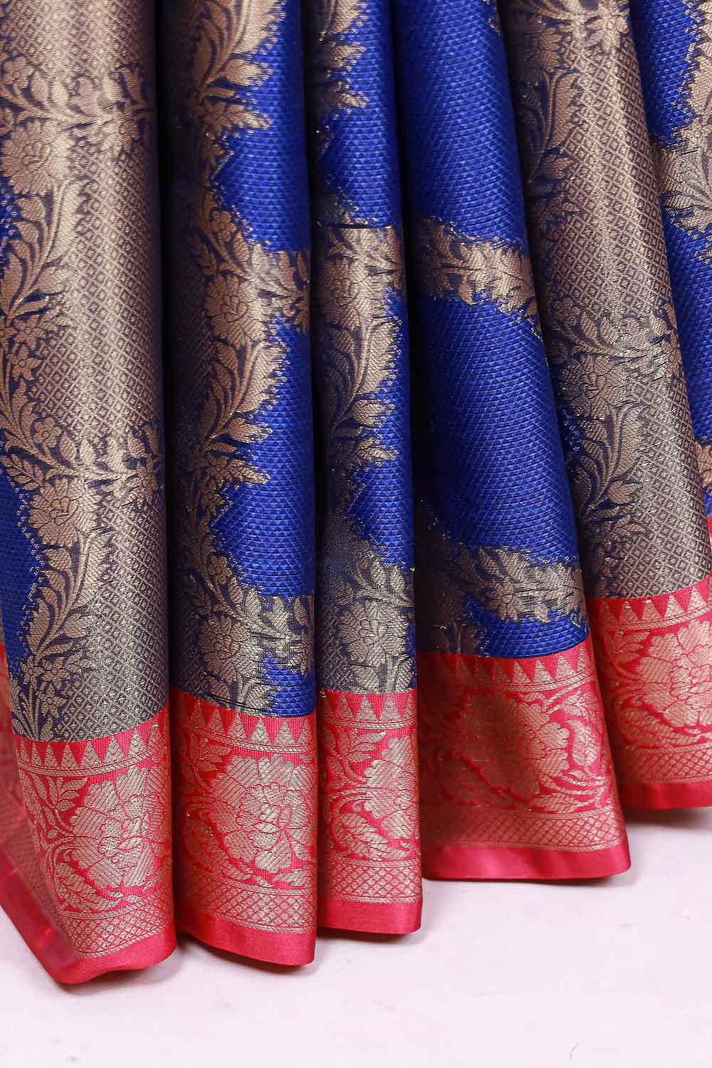 Blue Semi Banarasi Saree