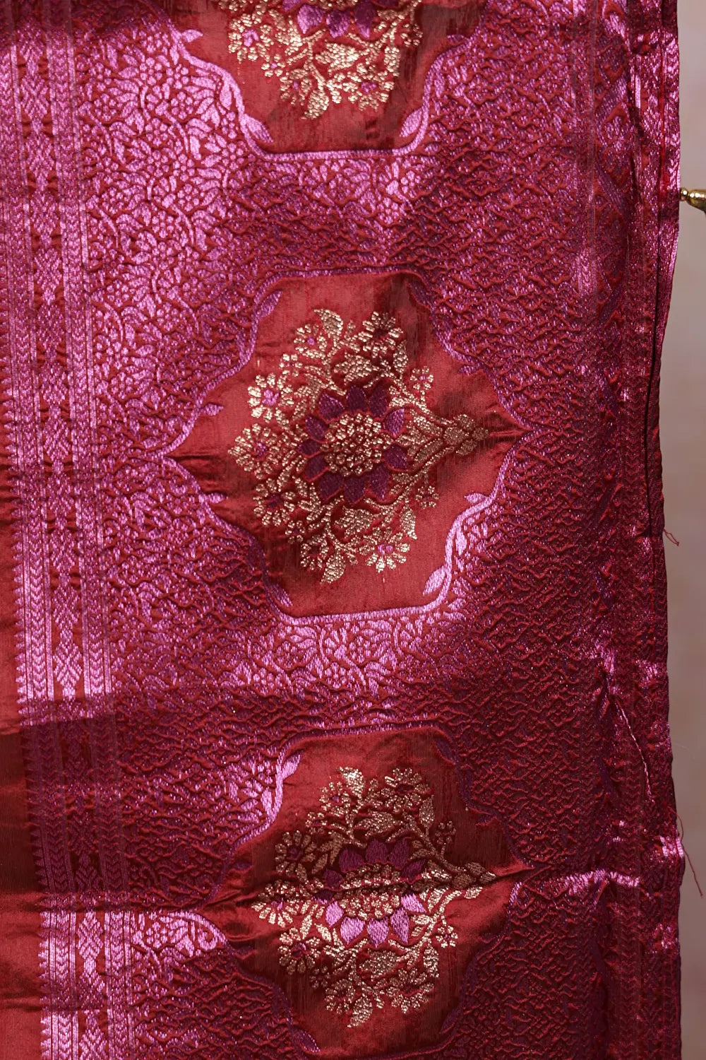 Pale Pink And Maroon Semi Silk Dhavani Set - Seematti