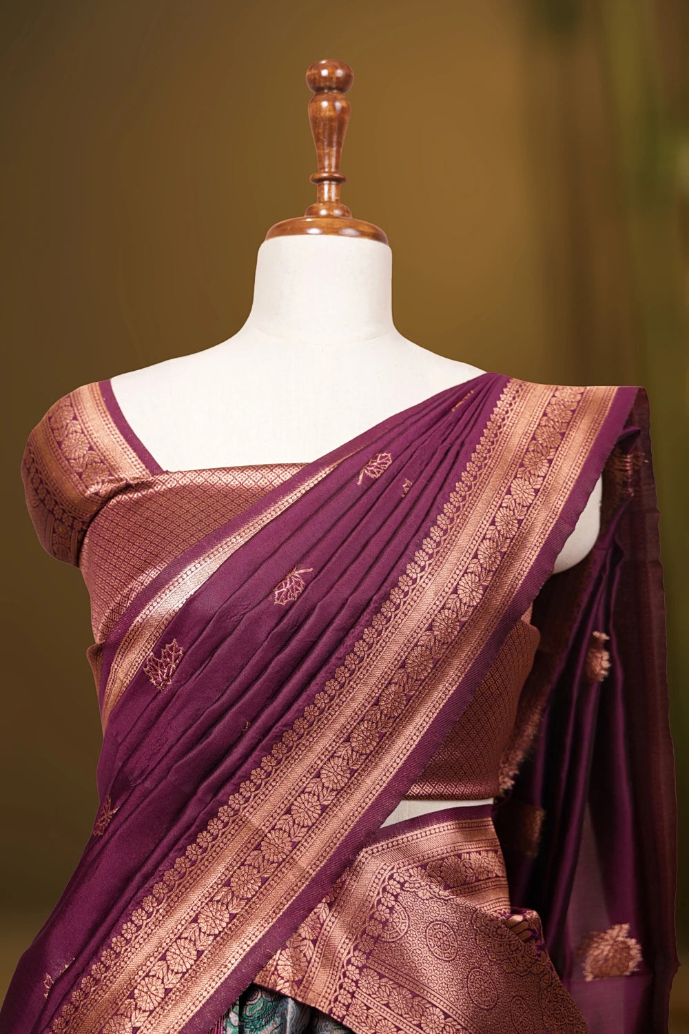 Ice Blue And Wine Synthetic Brocade Dhavani Set - Seematti