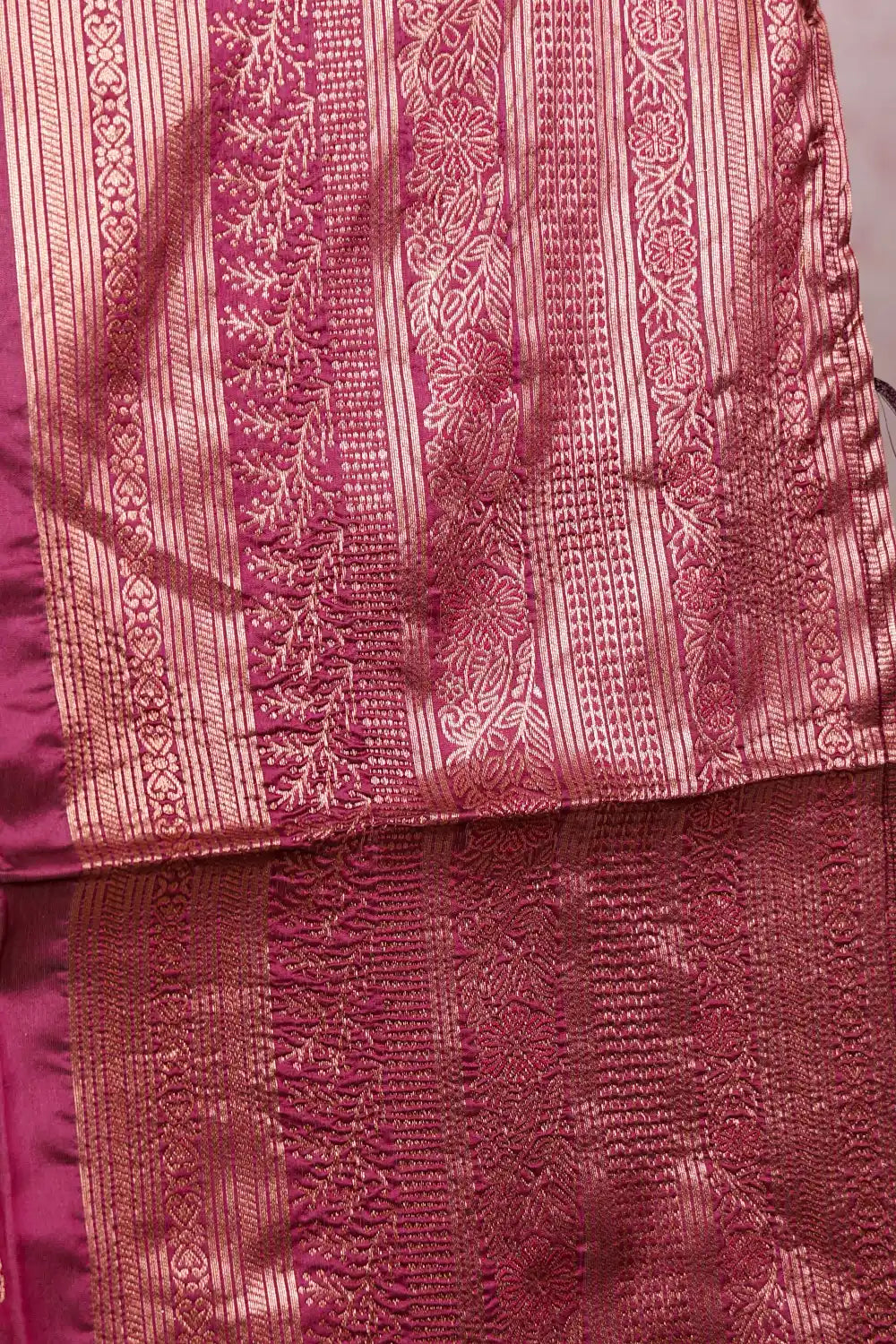 Flax Yellow And Wine Maroon Synthetic Brocade Dhavani Set