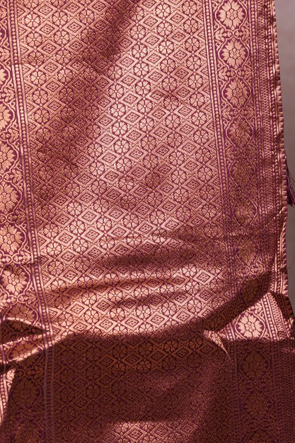 Olive Milk And Grape Wine Semi Banarasi Dhavani Set - Seematti