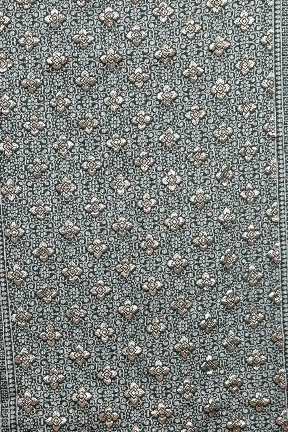Dark Green And Shy Green Soft Raw Silk Dhavani Set