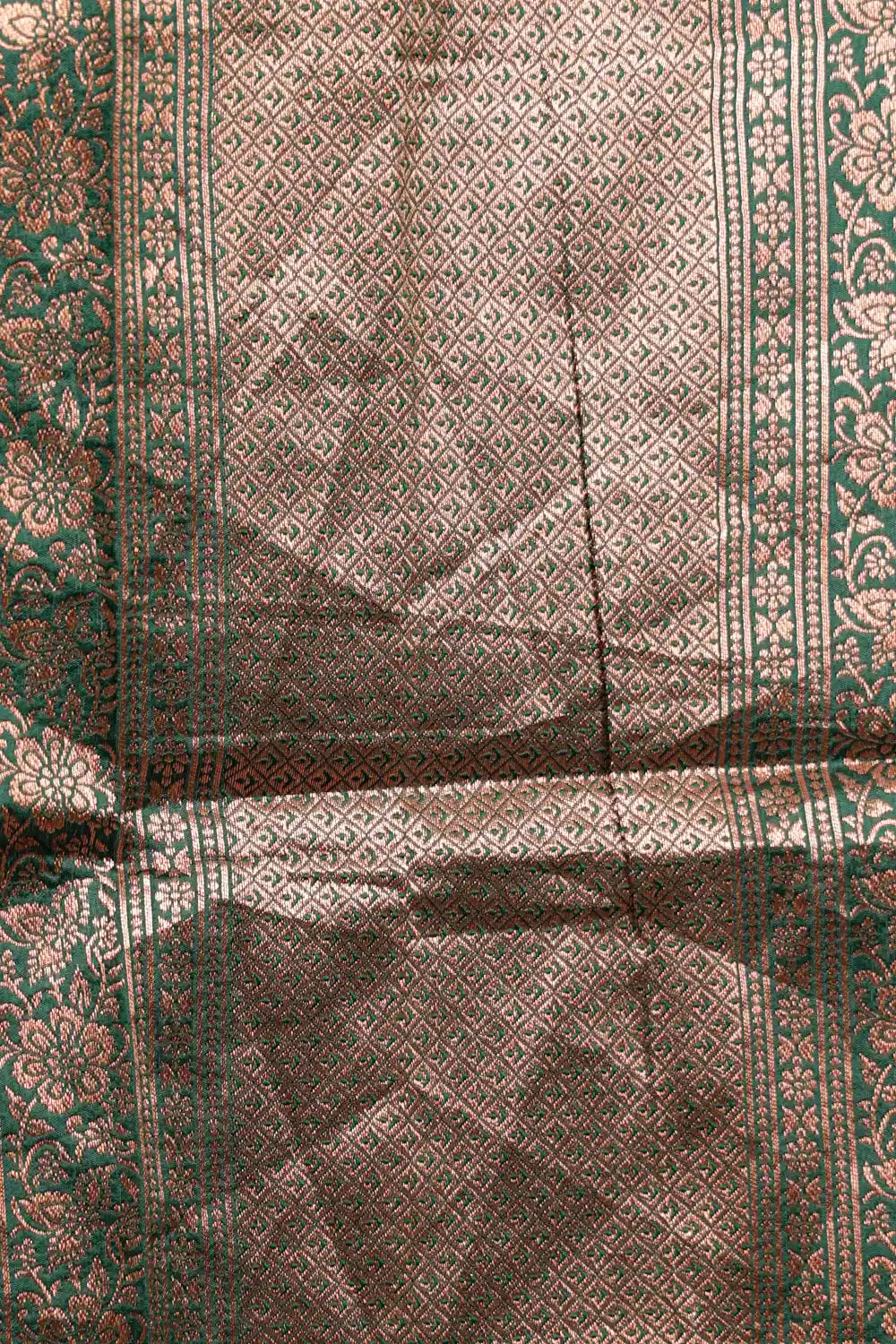 Tea Green And Bottle Green Synthetic Brocade Dhavani Set