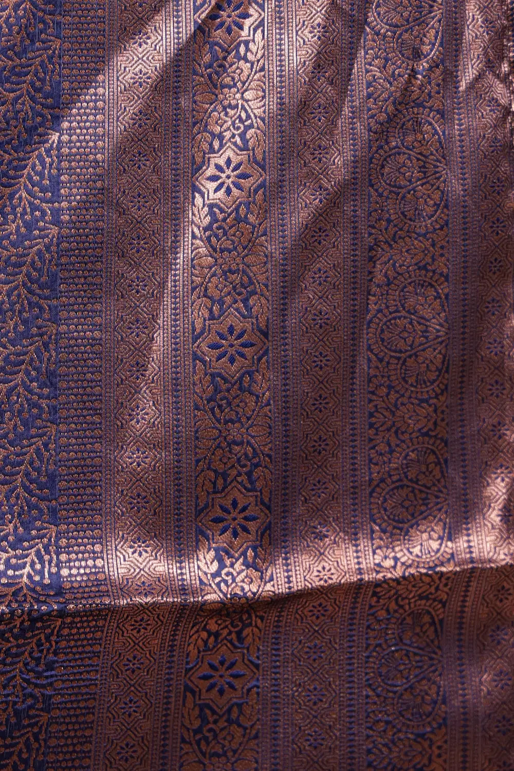 Rani Pink And Navy Blue Synthetic Brocade Dhavani Set