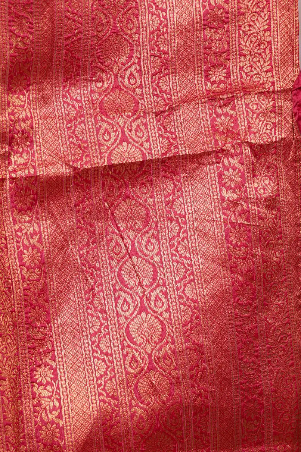 Onion Pink And Red Synthetic Brocade Dhavani Set
