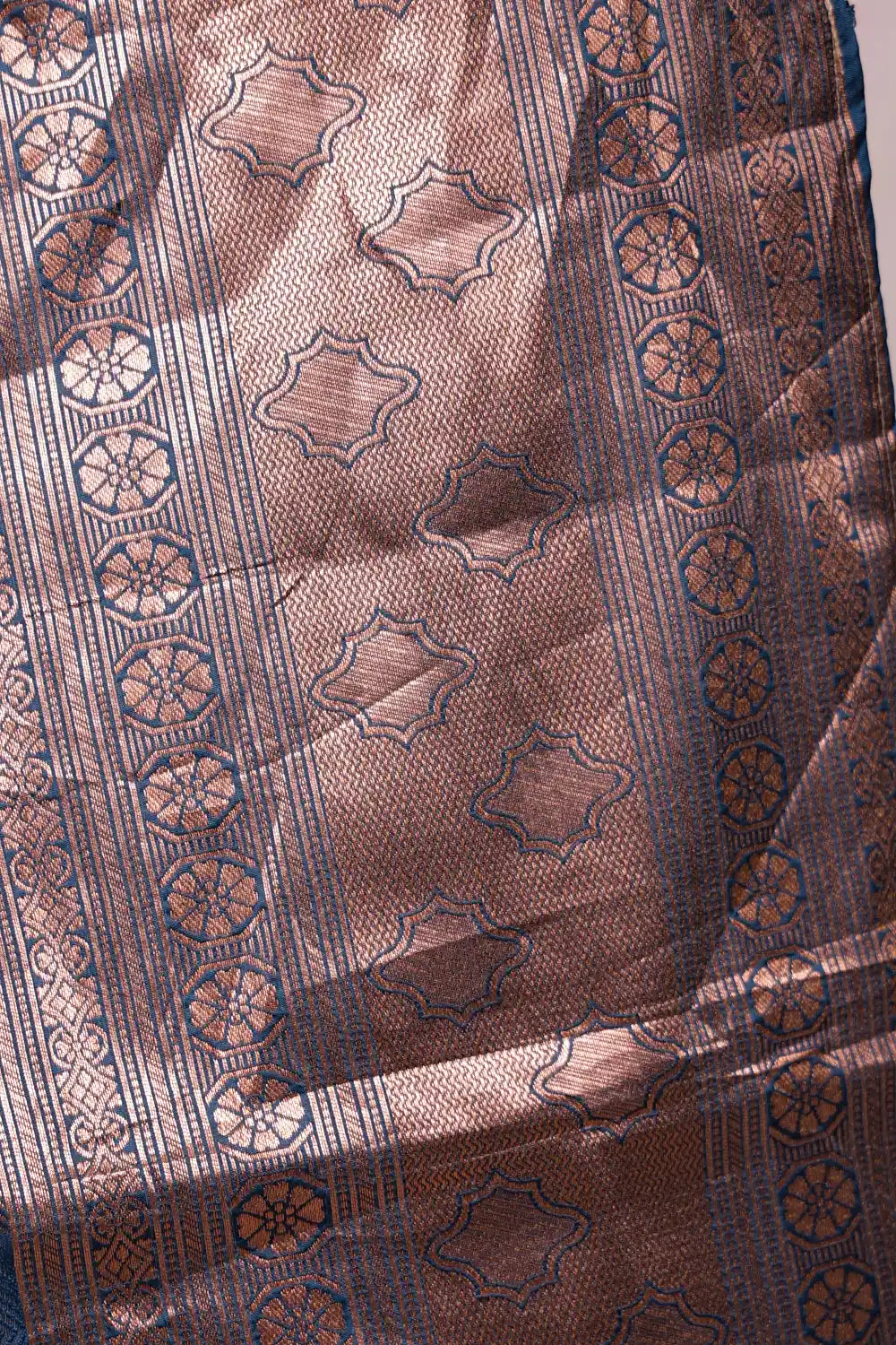 Pista Green And Teal Blue Synthetic Brocade Dhavani Set