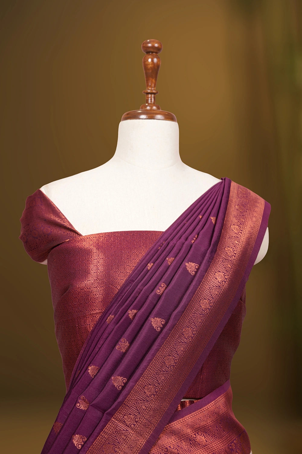 Purple And Grape Wine Color Brocade Dhavani Set - Seematti