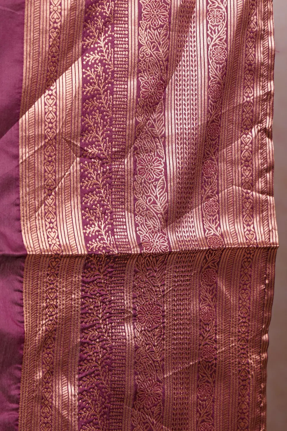 Mustard Yellow And Grape Wine Semi Silk Dhavani Set - Seematti