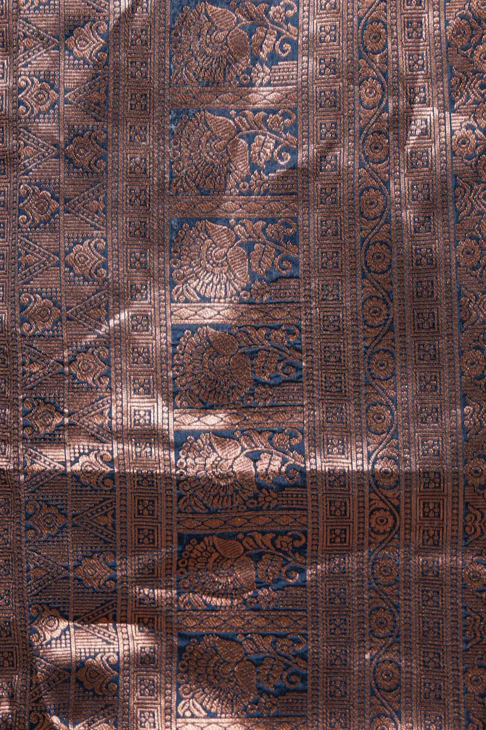 Powder Blue And Teal Blue Synthetic Brocade Dhavani Set