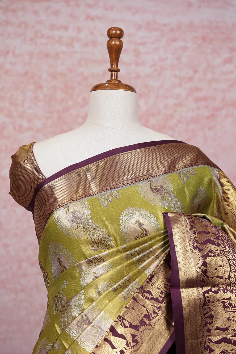 Light Green Semi Kancheepuram Saree