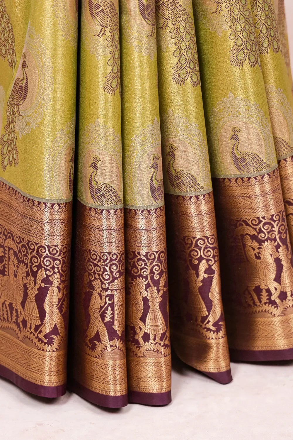 Light Green Semi Kancheepuram Saree