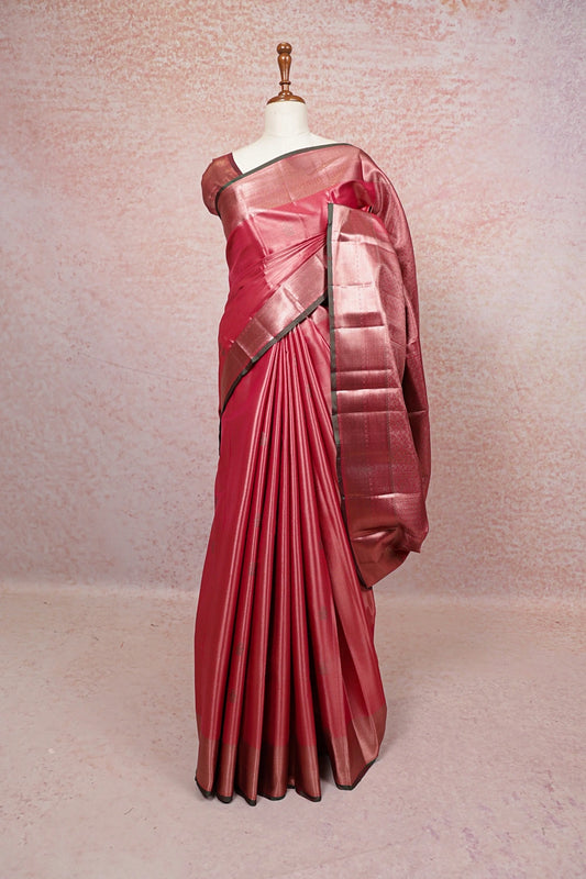 Onion Pink Kancheepuram Semi Tissue Silk Saree