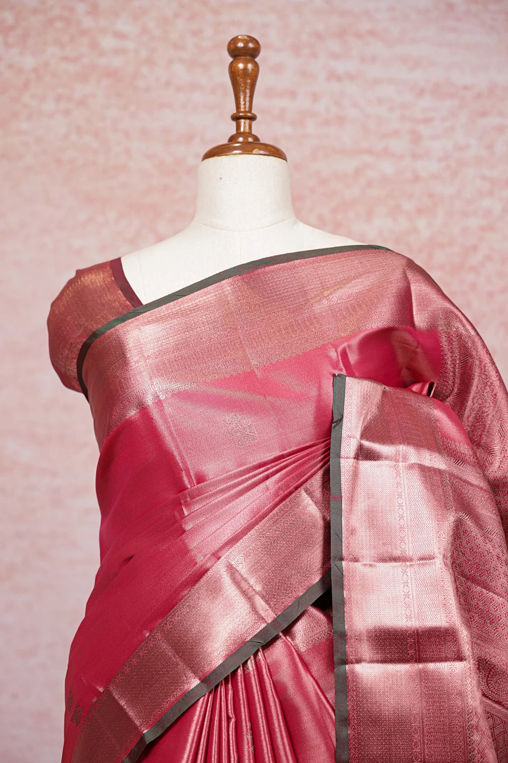 Onion Pink Kancheepuram Semi Tissue Silk Saree