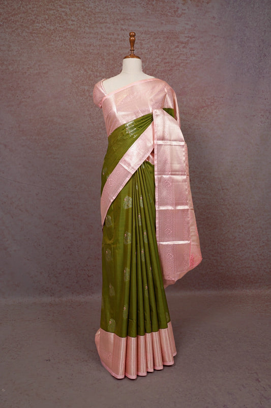 Mehandi Green Semi Kancheepuram Saree