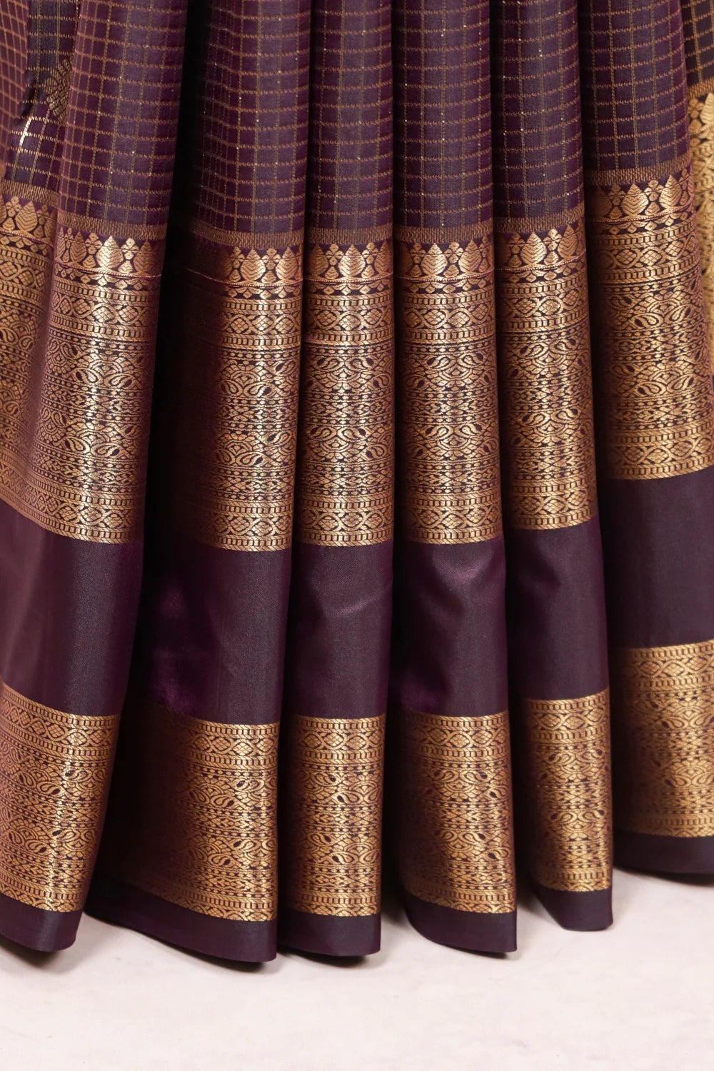 Brownish Purple Semi Kancheepuram Saree