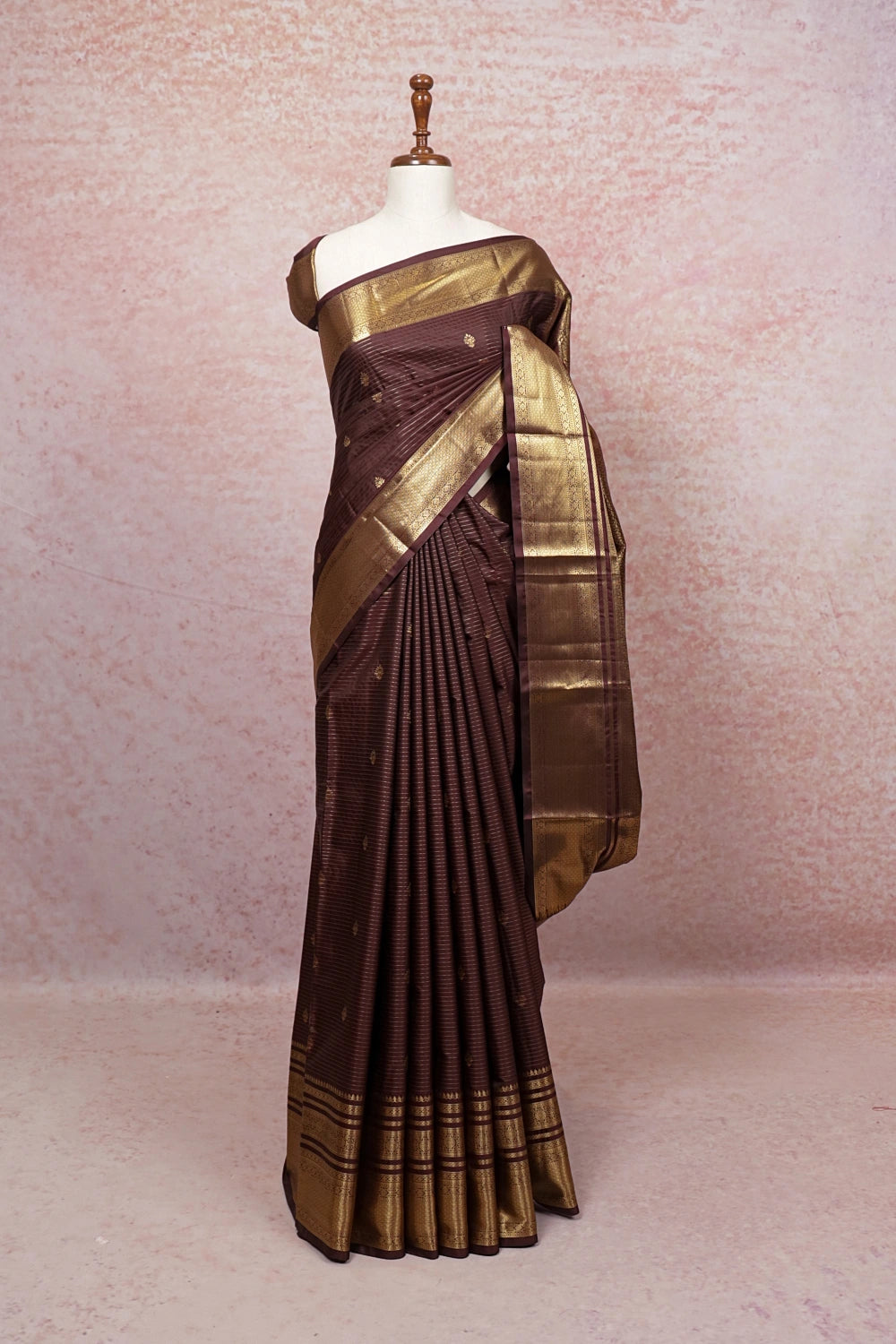 Coffee Brown Semi Kancheepuram Saree