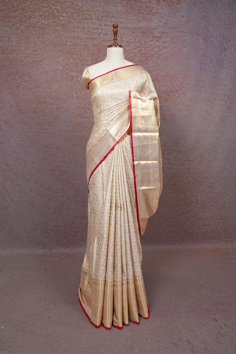 Off White Semi Kancheepuram Saree