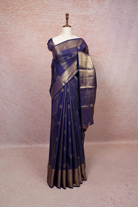 Navy Blue Semi Kancheepuram Saree