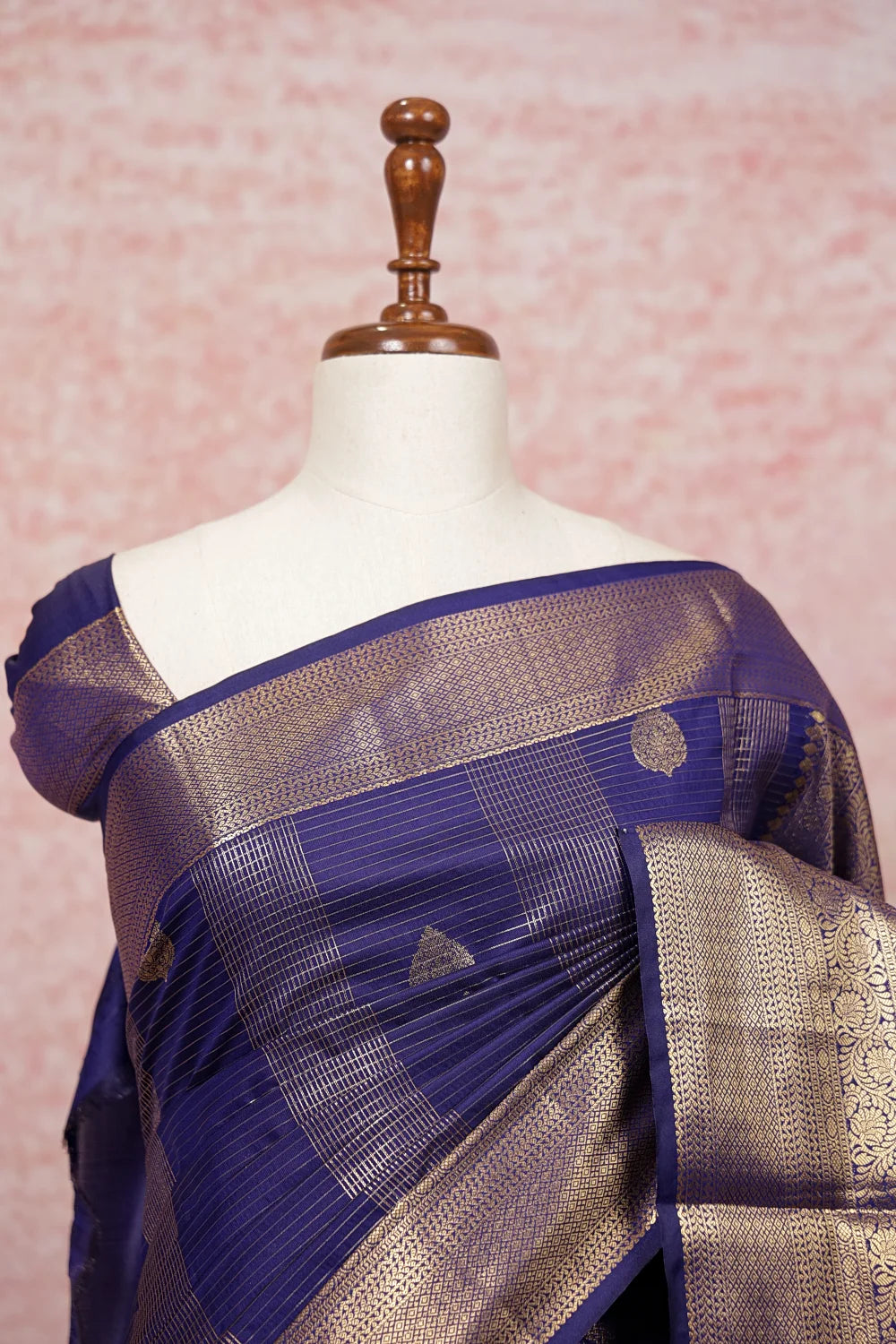 Navy Blue Semi Kancheepuram Saree