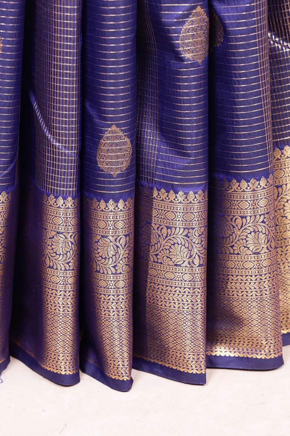 Navy Blue Semi Kancheepuram Saree