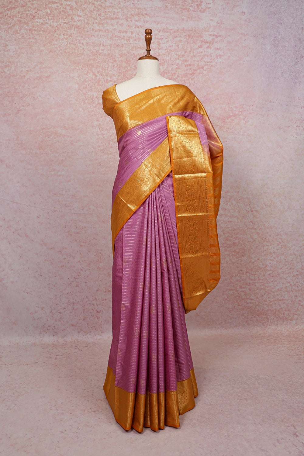 Onion Pink Semi Kancheepuram Saree
