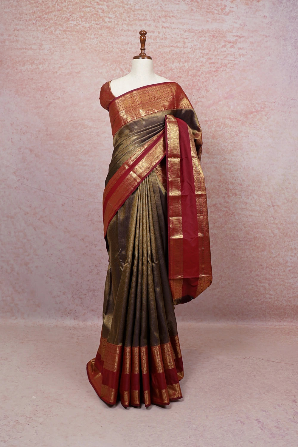 Navy Blue Semi Kancheepuram Saree