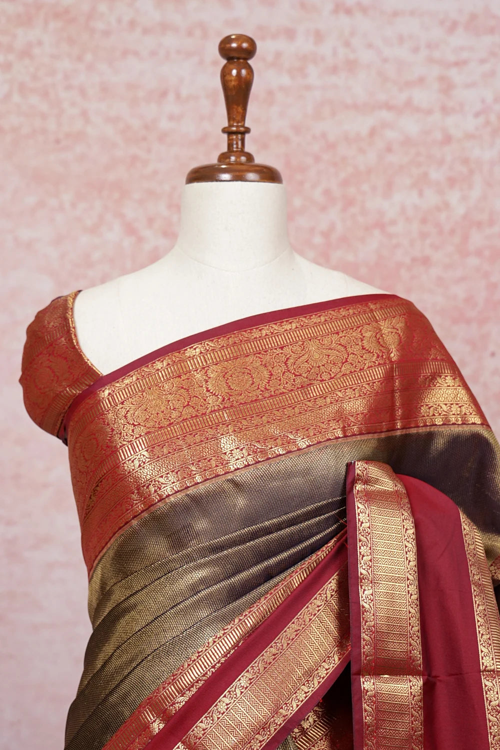 Navy Blue Semi Kancheepuram Saree