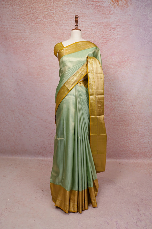 Pista Green Kancheepuram Semi Silk Saree