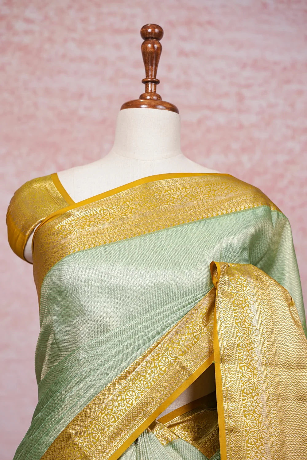 Pista Green Kancheepuram Semi Silk Saree
