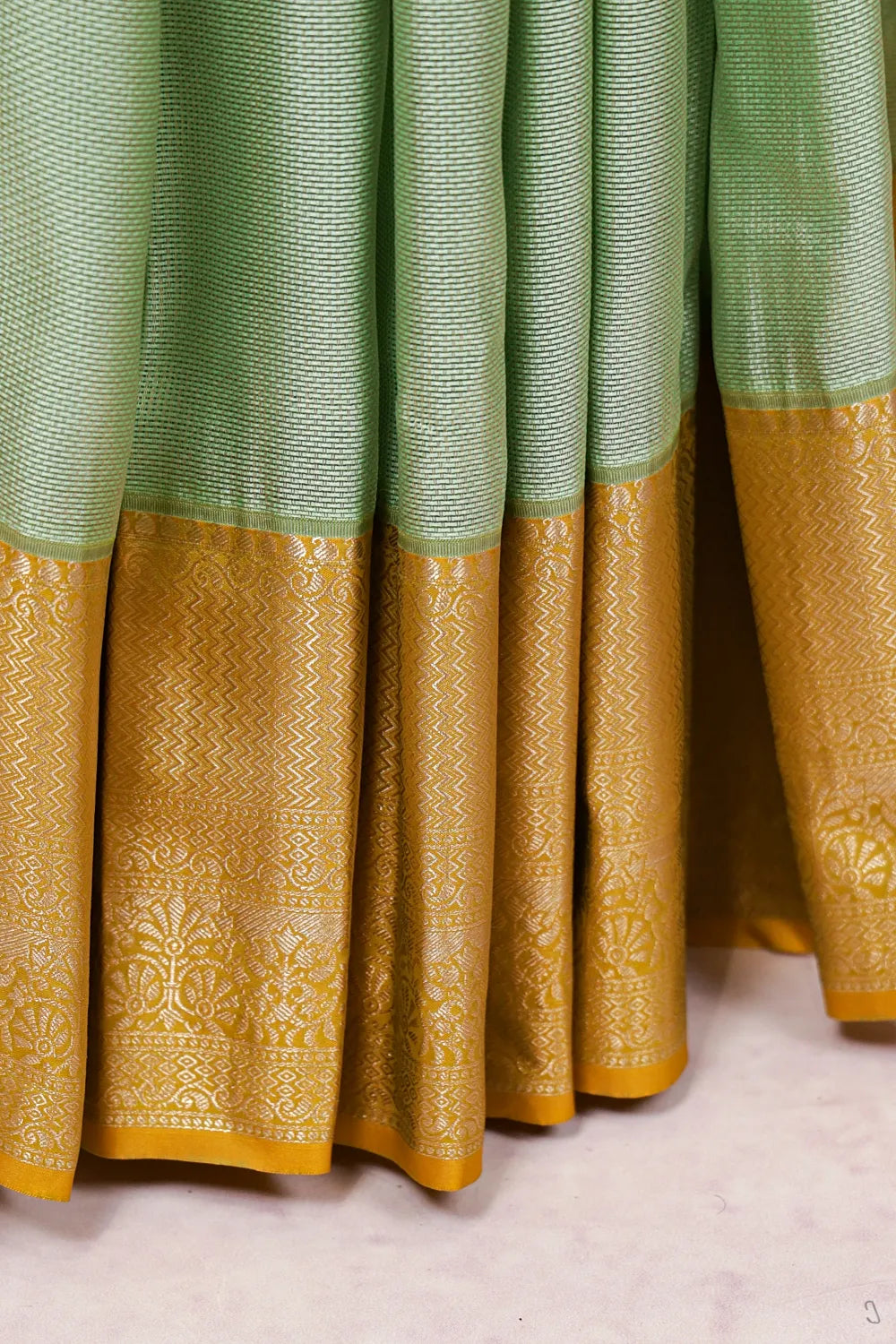 Pista Green Kancheepuram Semi Silk Saree