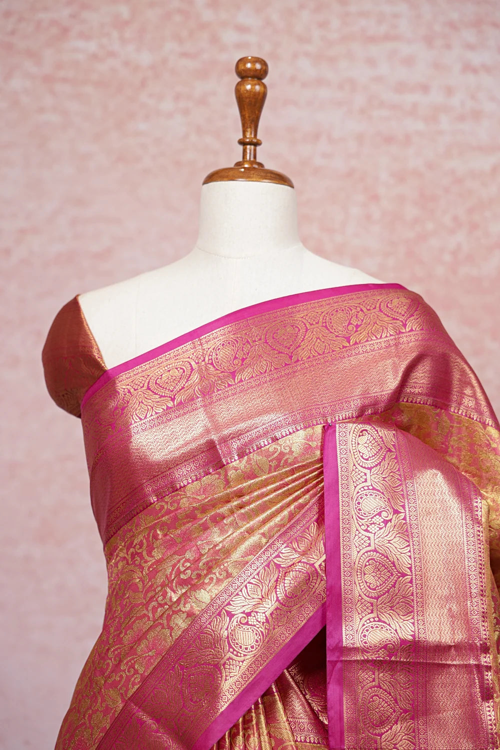 Pink Semi Tissue Silk Kancheepuram Saree