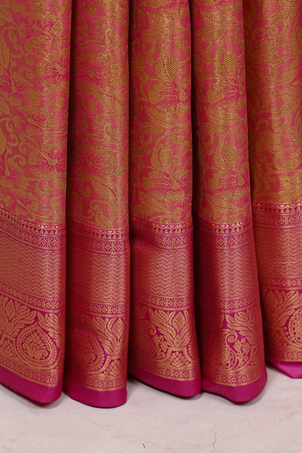 Pink Semi Tissue Silk Kancheepuram Saree