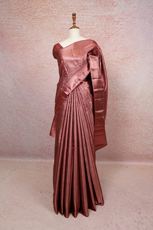 Copper Color Semi Tissue Silk Kancheepuram Saree