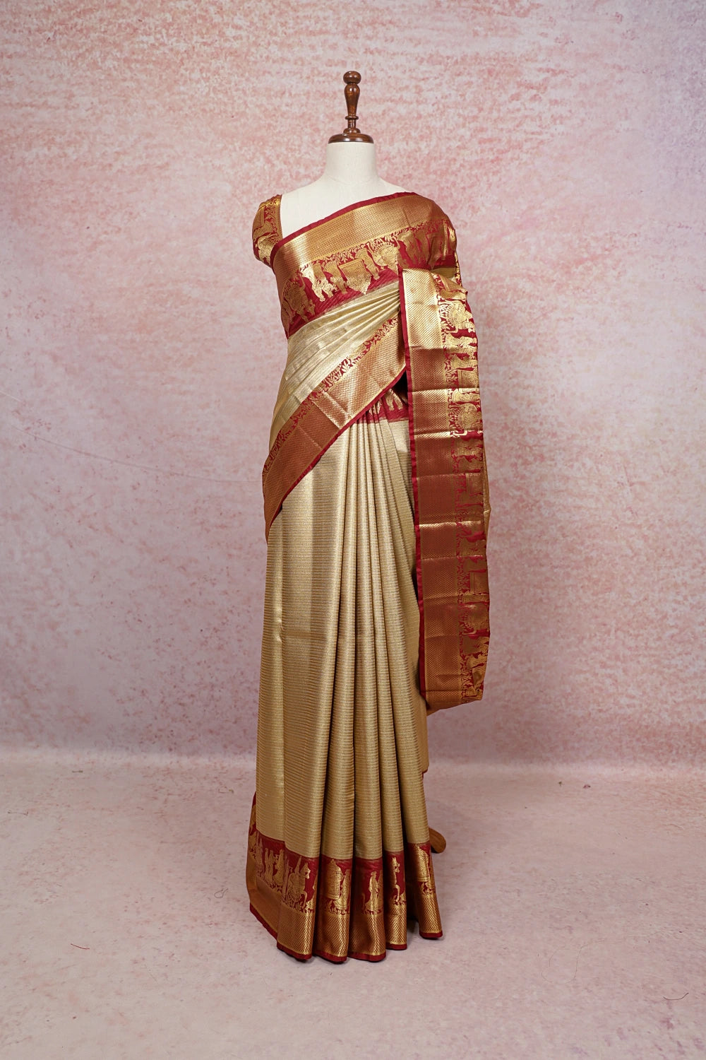 Gold Semi Tissue Silk Kancheepuram Saree