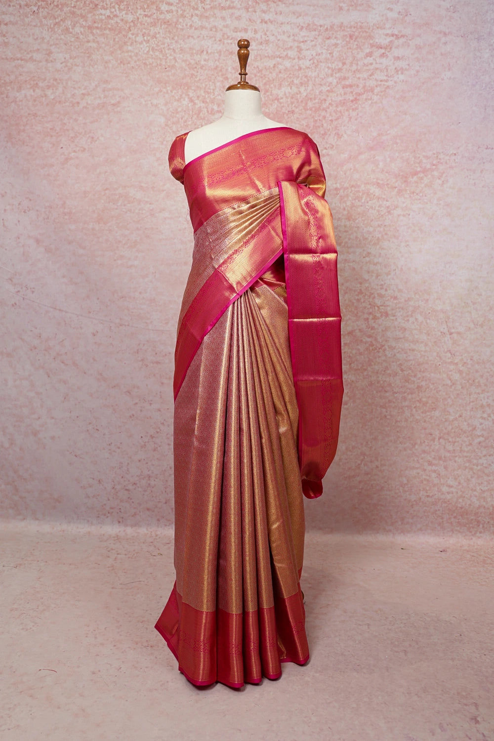 Pink Semi Tissue Silk Kancheepuram Saree